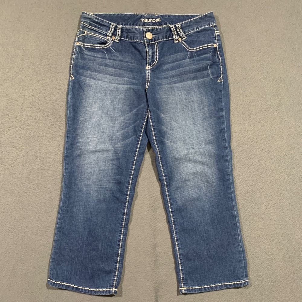 Maurices Womens Jeans Cropped Capri Blue Denim‎ Stretch Size 9 10